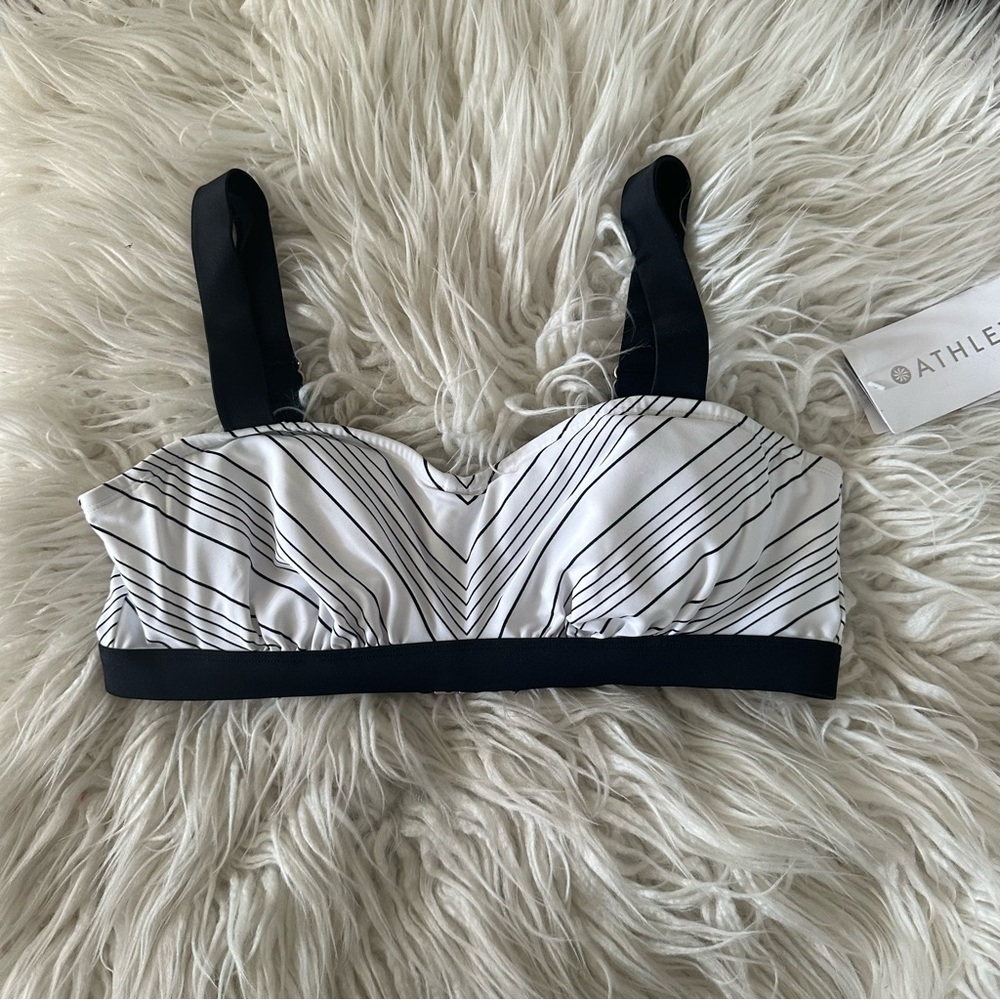 Athleta Chevron bikini top black white size 36 B/C NWT